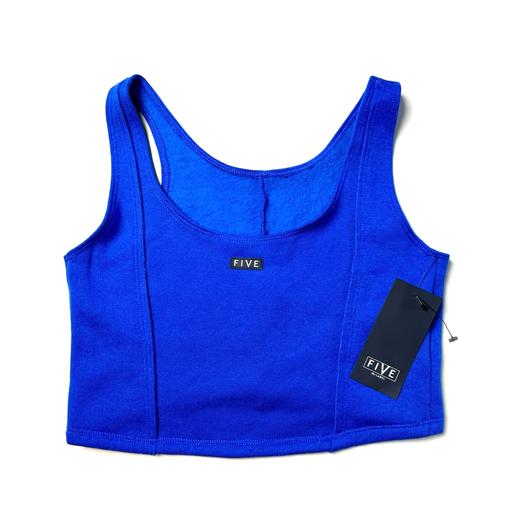 FIVE ATG Blue Cropped Fleece Tank Top Women's Small to Medium Athletic / Club